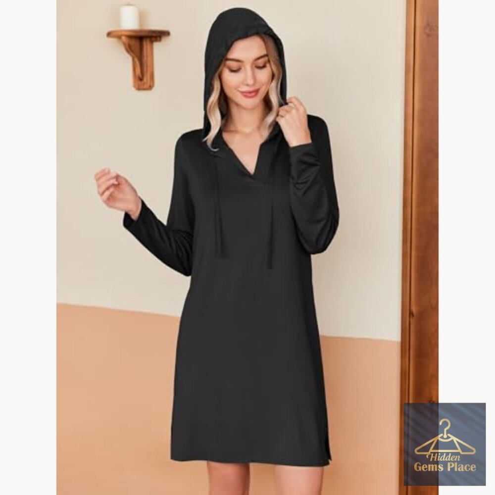 UPF 50+ Long Sleeve Hooded Dress Lightweight Athletic Sun Protection - Picture 4 of 7